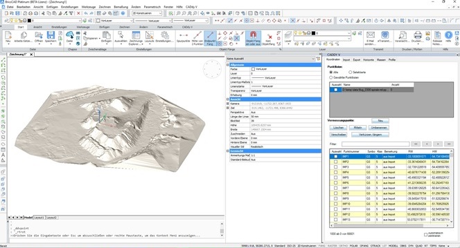 Digitales Geländemodell in CADdy V for BricsCAD