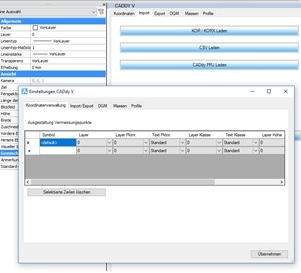Importeinstellungen von CADdy V für BricsCAD