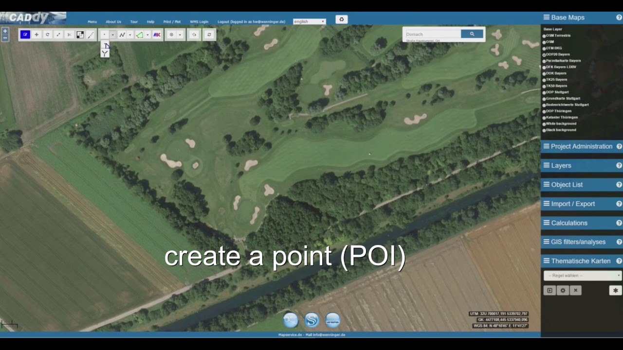 WebCADdy CAD- und GIS-Software beim Erstellen und Bearbeiten von Kartenobjekten