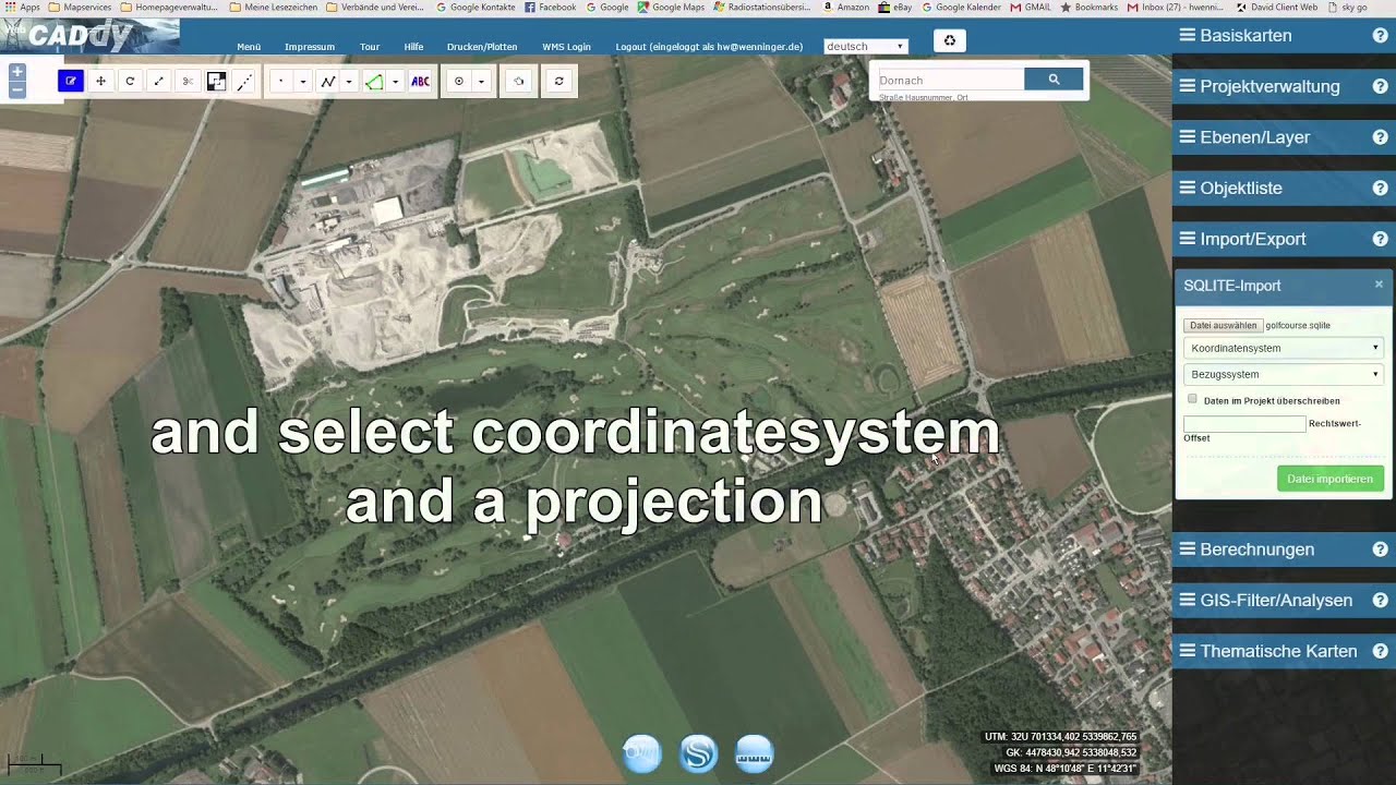 WebCADdy CAD- und GIS-Software beim Import von CAD-, GIS- und Vermessungsdaten