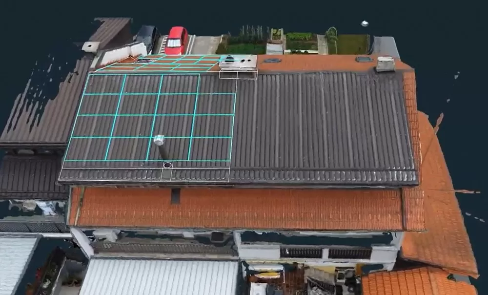 Planung von Photovoltaikmodulen auf einem mit 3Dsurvey erfassten Dach