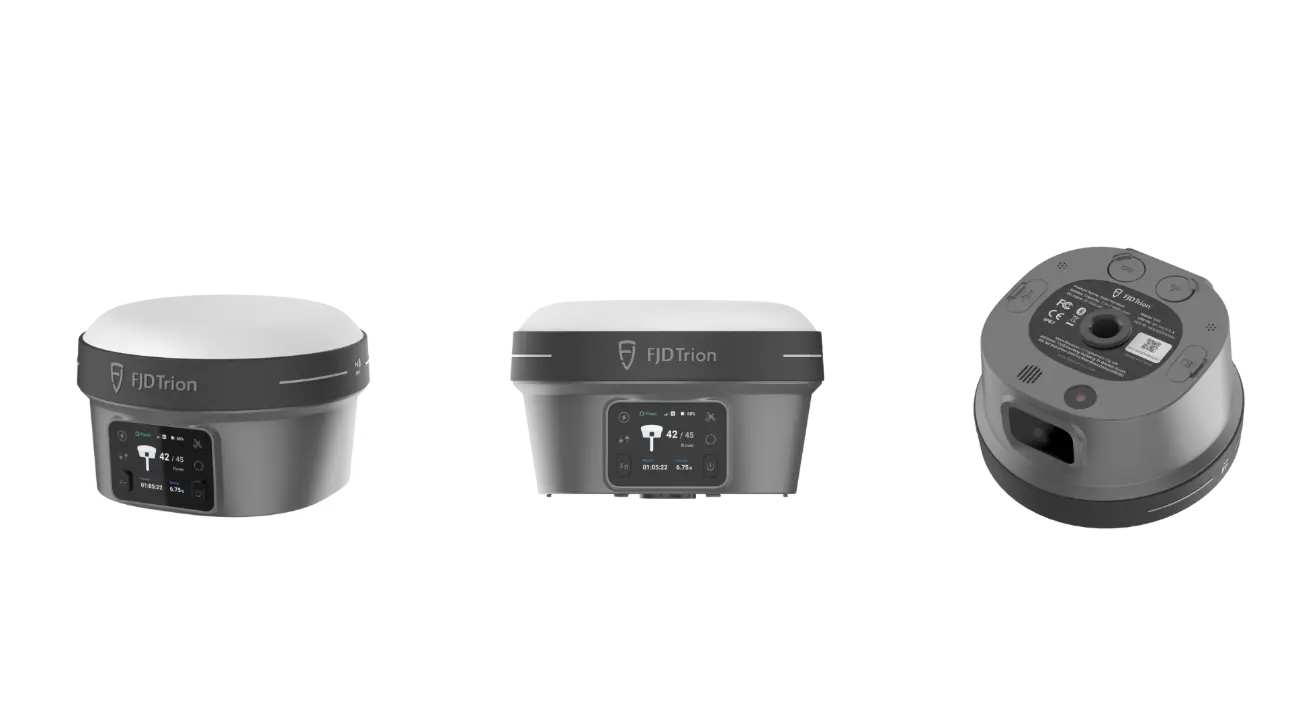 FJD Trion V10i GNSS-Empfänger in drei Produktansichten