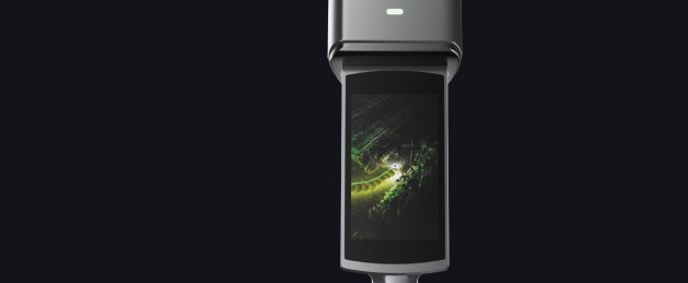 Integriertes Display des Lixel L3 mit farbiger Punktwolke während der Erfassung