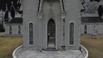 Texturiertes 3D-Mesh einer Kirche aus dem Lixel-L3-Workflow