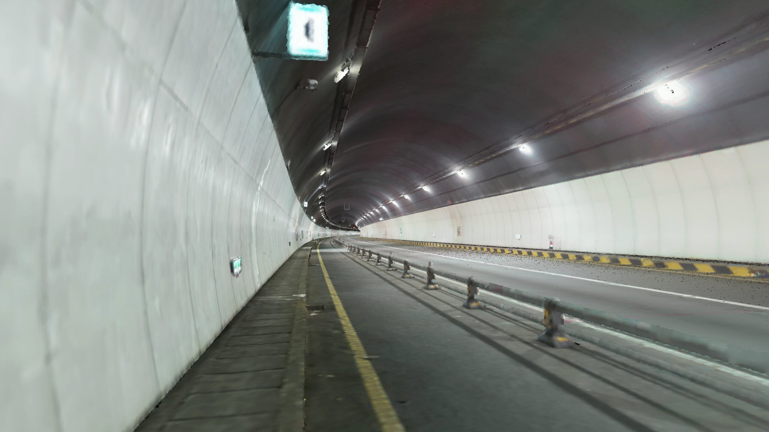 Mit dem XGRIDS Lixel L3 erfasste farbige Punktwolke eines Straßentunnels